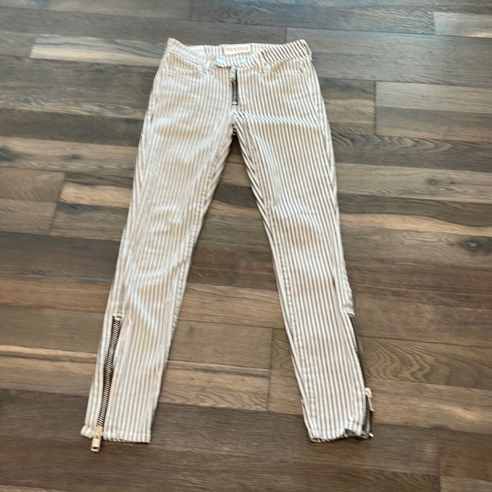 Striped jeans by Elizabeth and James, zipper detailing on both ankles